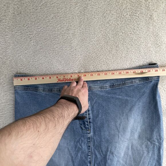 VTG Lauren Jeans LRL Denim Skirt Womens sz 18W Black Midi Aline Hong Kong READ - Picture 10 of 15